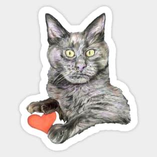 Grey Cat Oliver Sticker